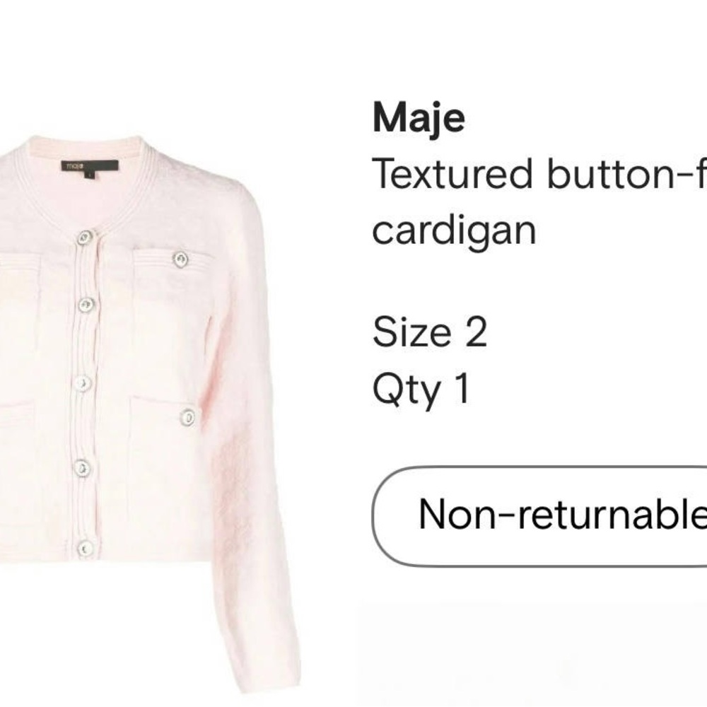 Maje Pink Textured Button-Front Cardigan